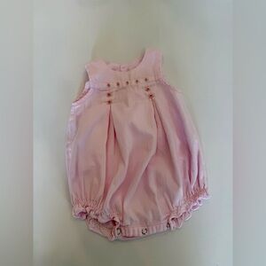 Sleeveless Pink Baby Bubble Romper with Embroidered Accent